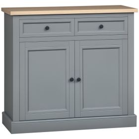 Sideboard Buffet Cabinet, 2 Drawers and Double Door, Dark Gray