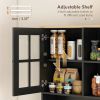 Freestanding Pantry Storage Cabinet, 72", Glass Doors and Adjustable Shelves, Black