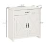 Farmhouse Sideboard Cabinet with Barn Doors, Drawer & Adjustable Shelf Stone White Wash