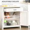 Farmhouse Sideboard Cabinet with Barn Doors, Drawer & Adjustable Shelf Stone White Wash