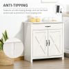 Farmhouse Sideboard Cabinet with Barn Doors, Drawer & Adjustable Shelf Stone White Wash