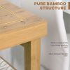 Bamboo Kitchen Island Cart on Wheels, 2 Storage Drawers, Open Shelves