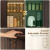 71" Pantry Cabinet, Adjustable Shelves, Barn Doors and Drawer, Brown