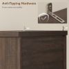 71" Pantry Cabinet, Adjustable Shelves, Barn Doors and Drawer, Brown