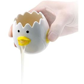 LuoCoCo Novelty Ceramic Chicken Egg Yolk Separator  Cute Vomiting Egg White Filter & Baking Tool Yellow