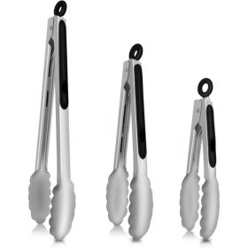 Stainless Steel Locking Kitchen Tongs For Cooking, Heat Resistant to 600 Degrees