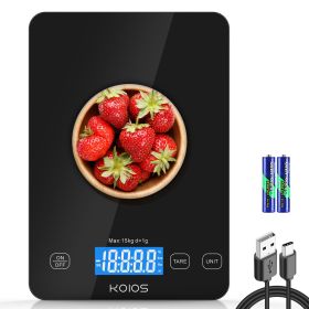 KOIOS Food Scale, 33lb/15kg Digital Kitchen Scale Grams and Ounces for Cooking Baking, 1g/0.1oz Precise Graduation, Type-C Charging, Tare Function