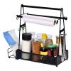 Utensil Caddy Metal Grill Caddy with Paper Towel Holders, Utensil Holder, Condiments Shelf for Grilling Tools Storage