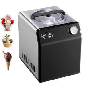 Upright Automatic Ice Cream Maker with Built-in Compressor, 2 Quart, No Pre-freezing Fruit Yogurt Machine, Stainless Steel Electric Sorbet Maker