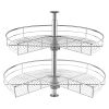 28" Kidney-Shaped Chrome Corner Organizer, 360° Rotatable Kitchen Base Cabinet Blind Corner, 2 Tier Height, Adjustable Storage Rack