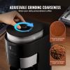 8 Cup Programmable Coffee Machine, Grind and Brew Coffee Maker, 24-Hour Timer for Auto Brew, Reusable Filter