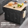 Kitchen Island Cart, 43" Wood Top Mobile Carts with Storage Cabinet, Rolling Table with Drop Leaf, Spice Rack, Towel Bar, Adjustable Shelf, Drawer