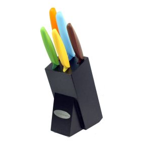 Oceanstar KS1217 6-Piece Non-Stick Coating Knife Set with Block, Elegant Black