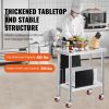Stainless Steel Work Table 30 x 24 x 33 Inch, 700 LBS Load Capacity with 4 Wheels, 3 Adjustable Height Levels