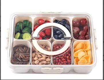 Portable Storage Container with 8 Sections, Lids and Handles, Suitable for Parties, Snack Boxes, and Vegetable/Fruit Trays (white)