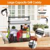 Utensil Caddy Metal Grill Caddy with Paper Towel Holders, Utensil Holder, Condiments Shelf for Grilling Tools Storage