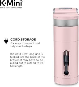 Single Serve K-Cup Pod Coffee Maker, 6 to 12oz Brew Size, with Cord Storage, Dusty Rose