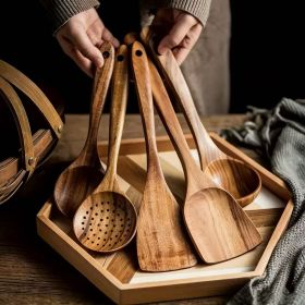 5-Piece Natural Bamboo Cooking Utensil Set, Non-Stick Friendly Spatula Spoon, Eco-Friendly Dishwasher Safe Kitchen Tools