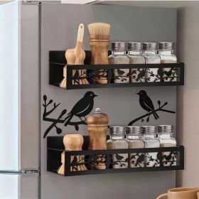 2-Pack Bird Pattern Magnetic Spice Rack for Refrigerator, Seasoning Storage Organizers, Kitchen Accessories