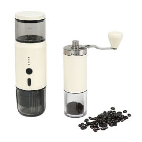 HAWOK Portable Espresso Coffee Machine & Manual Coffee Grinder Set, 80 ml Water Tank