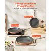 Aluminum Fry Pans, 3 Piece (8, 10, 12 in), Nonstick Ceramic Heavy-Duty Skillets with Heat-Resistant Handle