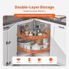 28" Kidney-Shaped Chrome Corner Organizer, 360° Rotatable Kitchen Base Cabinet Blind Corner, 2 Tier Height, Adjustable Storage Rack