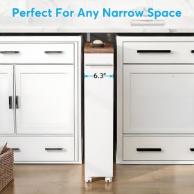 Slim Storage Cart, Rolling Narrow Kitchen Cart on Wheels for Small Place, 4-Tier Slide Out with Handle