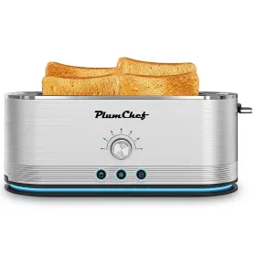 4-Slice Toaster, 7 Browning Settings, Defrost/Reheat Function, Full Body Stainless Steel Housing, Anti-Jam (Colors: Silver)