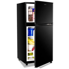 KRIB BLING 3.5Cu.Ft Compact Refrigerator Mini Fridge With Freezer, Small (Option: Black)