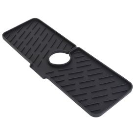 1Pc Silicone Faucet Splash Guard Drain Mat & Drying Pad (Option: Black)