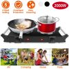 2000W Electric Dual Burner Portable Coil Heating Hot Plate Stove Countertop RV Hotplate with 5 Temperature Adjustments Portable Handles