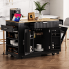 48.5" Fluted Kitchen Island with Trash Can Storage Cabinet, Power Outlet, Internal Storage Rack, Rolling Kitchen Island on 5 Wheels with 3 Drawers