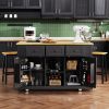 53" Large Kitchen Island with Drop Leaf, Power Outlet, Door, Internal Storage Rack