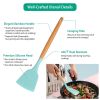 11Pcs Silicone Cooking Utensil Set, Heat Resistant, Wooden Handle, Silicone Spatula Turner Ladle Spaghetti Server Tongs