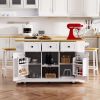 53" Large Kitchen Island with Drop Leaf, Power Outlet, Door, Internal Storage Rack