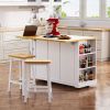 53" Large Kitchen Island with Drop Leaf, Power Outlet, Door, Internal Storage Rack
