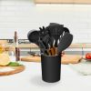 11Pcs Silicone Cooking Utensil Set, Heat Resistant, Wooden Handle, Silicone Spatula Turner Ladle Spaghetti Server Tongs