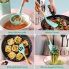11Pcs Silicone Cooking Utensil Set, Heat Resistant, Wooden Handle, Silicone Spatula Turner Ladle Spaghetti Server Tongs