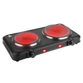 2000W Electric Infrared Dual Burner Portable Heating Hot Plate (Option: Black)